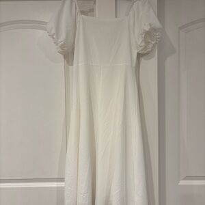 Elegant White Puff Sleeve Dress